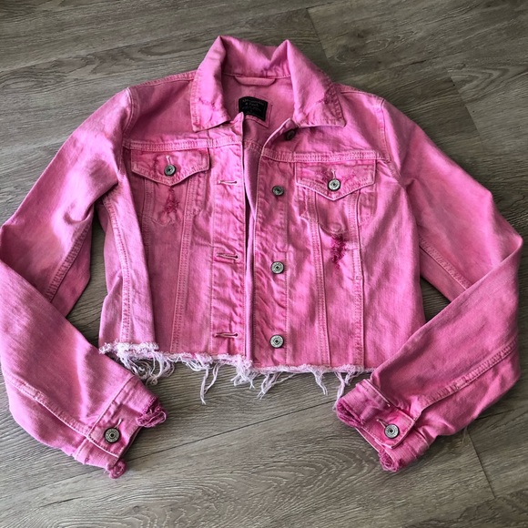 pink denim jacket size 18